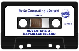 Cartridge artwork for Espionage Island on the Commodore 64.