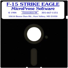 Cartridge artwork for F-15 Strike Eagle on the Commodore 64.
