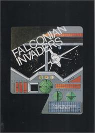 Cartridge artwork for Falconian Invaders on the Commodore 64.