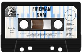 Cartridge artwork for Fireman Sam on the Commodore 64.