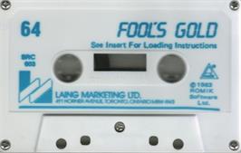 Cartridge artwork for Fool's Gold on the Commodore 64.
