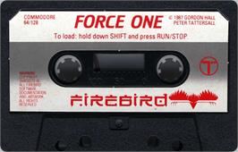Cartridge artwork for Force One on the Commodore 64.