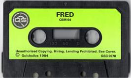 Cartridge artwork for Fred on the Commodore 64.