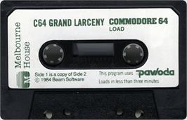Cartridge artwork for Grand Larceny on the Commodore 64.