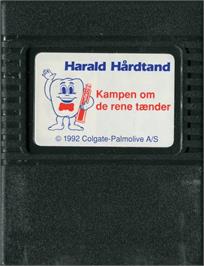 Cartridge artwork for Harald Hårdtand: Kampen om de rene tænder on the Commodore 64.