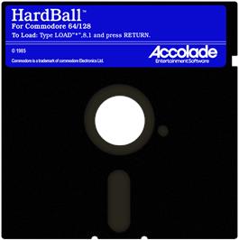 Cartridge artwork for HardBall! on the Commodore 64.