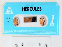 Cartridge artwork for Hercules: Slayer of the Damned on the Commodore 64.