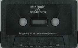 Cartridge artwork for Hole-In-One Miniature Golf on the Commodore 64.