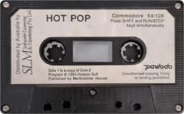 Cartridge artwork for Hot Pop on the Commodore 64.