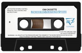 Cartridge artwork for ISS - Incredible Shrinking Sphere on the Commodore 64.