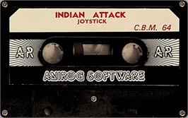 Cartridge artwork for Indian Attack on the Commodore 64.