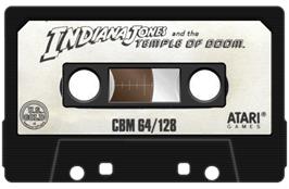 Cartridge artwork for Indiana Jones And The Temple Of Doom on the Commodore 64.