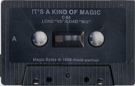 Cartridge artwork for It's A Kind Of Magic on the Commodore 64.