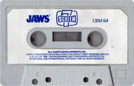 Cartridge artwork for Jaws on the Commodore 64.