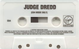 Cartridge artwork for Judge Dredd (Melbourne House) on the Commodore 64.