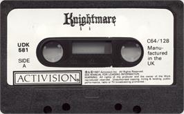 Cartridge artwork for Knightmare on the Commodore 64.