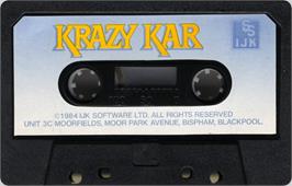 Cartridge artwork for Krazy Kar on the Commodore 64.