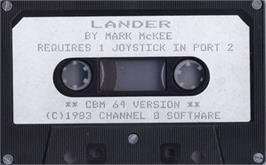 Cartridge artwork for Lander (Compute!) on the Commodore 64.