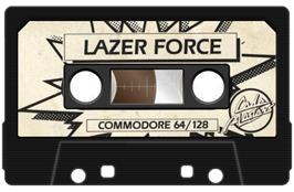 Cartridge artwork for Lazer-force on the Commodore 64.