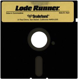Cartridge artwork for Lode Runner Com. on the Commodore 64.