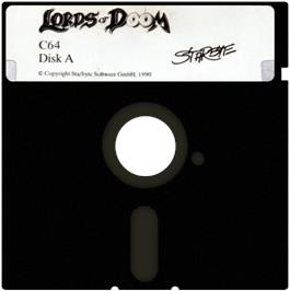 Cartridge artwork for Lords of Doom on the Commodore 64.