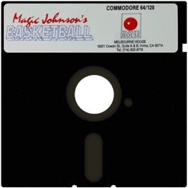 Cartridge artwork for Magic Johnson's Basketball on the Commodore 64.