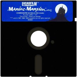 Cartridge artwork for Maniac Mansion on the Commodore 64.
