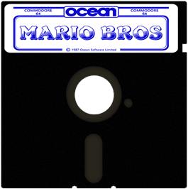 Cartridge artwork for Mario Bros. on the Commodore 64.