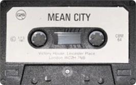 Cartridge artwork for Mean City on the Commodore 64.