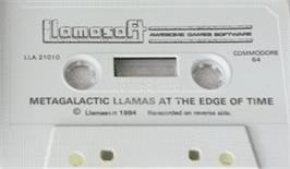 Cartridge artwork for Metagalactic Llamas - Battle At The Edge Of Time on the Commodore 64.