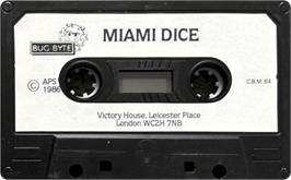 Cartridge artwork for Miami Dice on the Commodore 64.