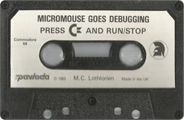 Cartridge artwork for Micro Mouse Goes De-bugging on the Commodore 64.