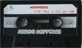 Cartridge artwork for Minipedes on the Commodore 64.