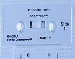 Cartridge artwork for Mission Om on the Commodore 64.