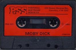 Cartridge artwork for Moby Dick on the Commodore 64.