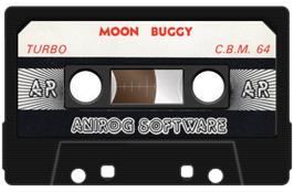 Cartridge artwork for Moon Buggy (Anirog) on the Commodore 64.