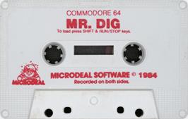 Cartridge artwork for Mr. Dig on the Commodore 64.