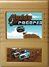 Cartridge artwork for Muddy Racers on the Commodore 64.