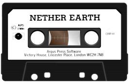 Cartridge artwork for Nether Earth on the Commodore 64.