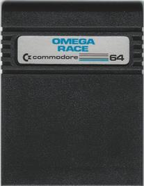 Cartridge artwork for Omega Race 2 on the Commodore 64.