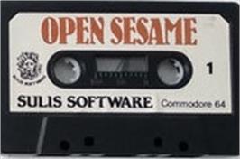 Cartridge artwork for Open Sesame on the Commodore 64.