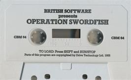 Cartridge artwork for Operation Swordfish on the Commodore 64.