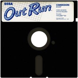 Cartridge artwork for Out Run 1.3 on the Commodore 64.