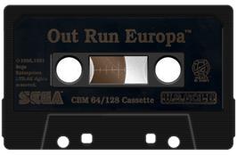 Cartridge artwork for Out Run Europa on the Commodore 64.