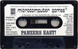 Cartridge artwork for Panzers East on the Commodore 64.