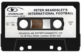 Cartridge artwork for Peter Beardsley's International Football on the Commodore 64.