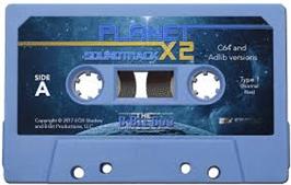 Cartridge artwork for Planet X on the Commodore 64.
