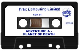 Cartridge artwork for Planet of Death on the Commodore 64.