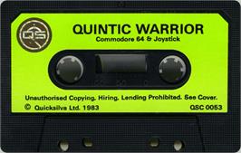 Cartridge artwork for Quintic Warrior on the Commodore 64.