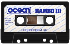 Cartridge artwork for Rambo 3 on the Commodore 64.